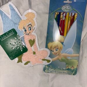 Disney Tinker Bell Ornament gift card holder  with Color Pencils stocking stuffe